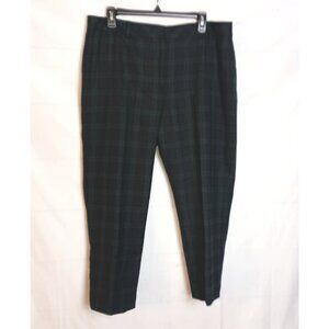 Talbots Heritage Wool Blend Green Plaid Cropped Dress Pants Size 14 Lined